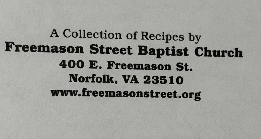More Loaves And Fishes COOKBOOK Freemason Street Baptist Church 276 pages