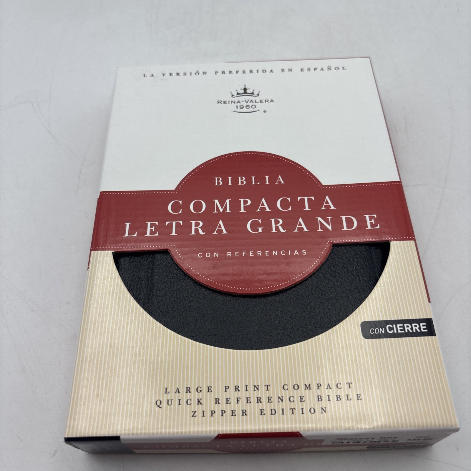RVR 1960 Biblia Compacta Letra Grande con Referencias, Negro Piel Fabricada con