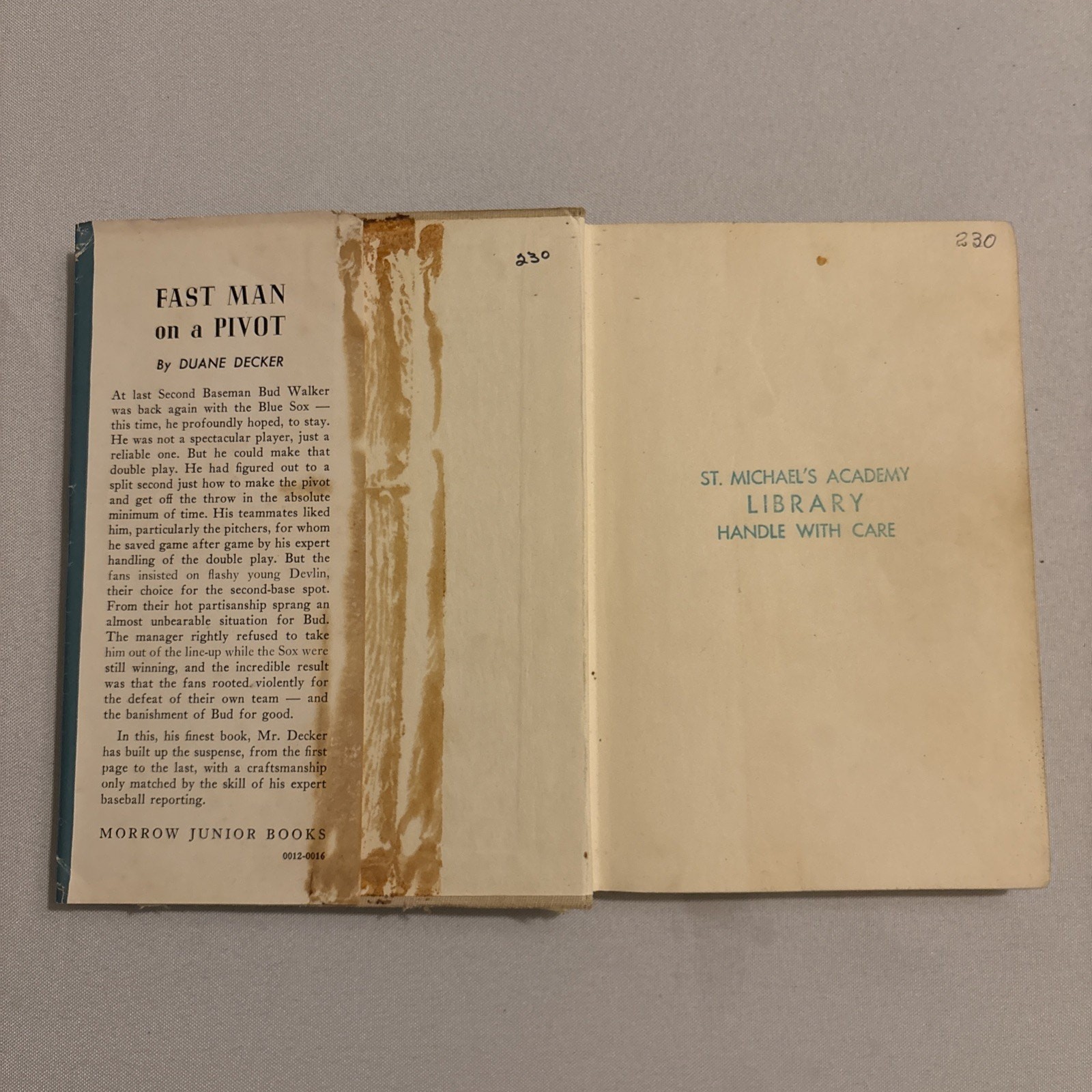„Fast Man On A Pivot“ By Duane Decker Published By William Morrow (HC 1968) RARE