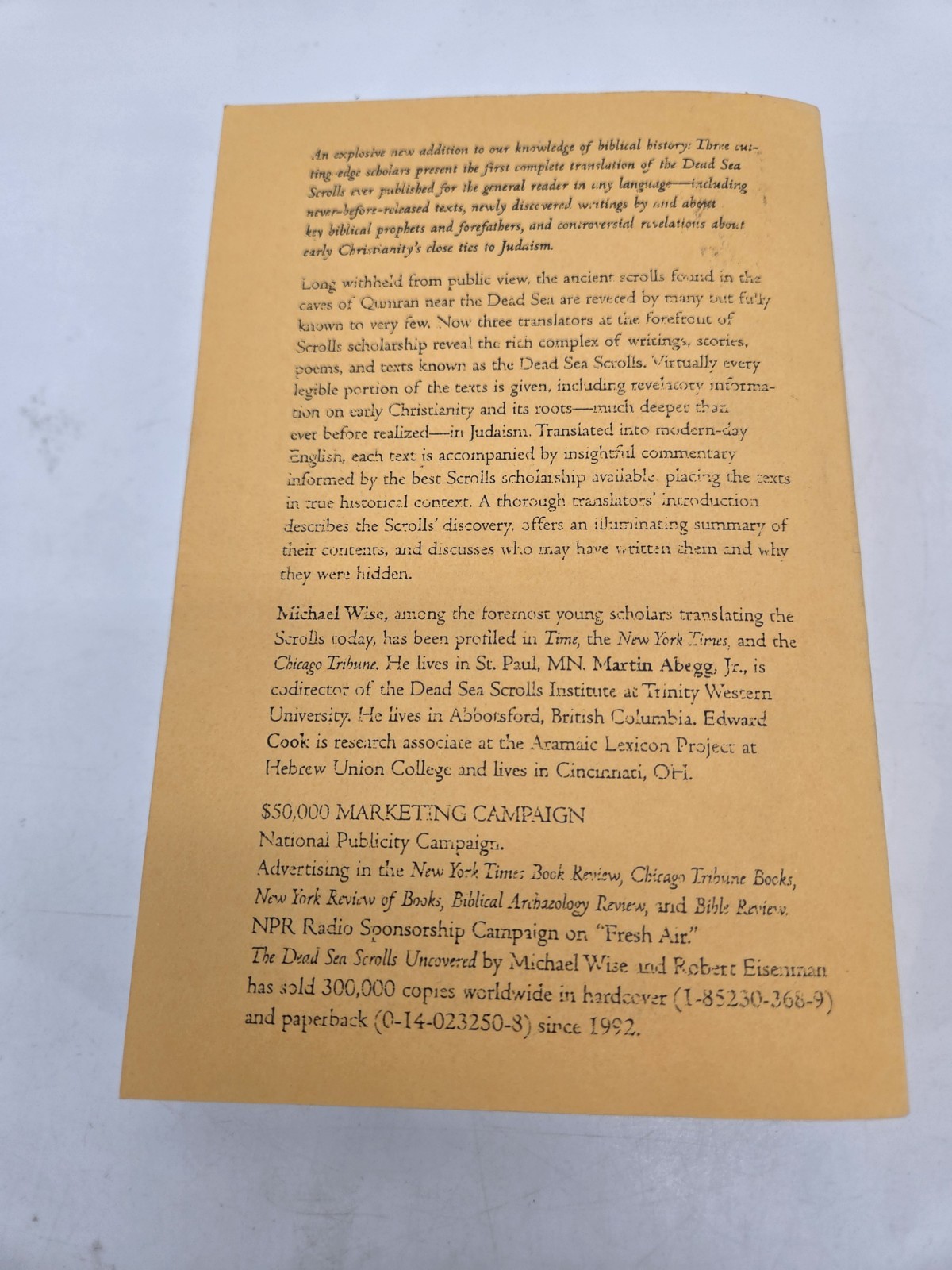 The Dead Sea Scrolls A New Translation By Michael Wise Martin Abegg Cook PROOF