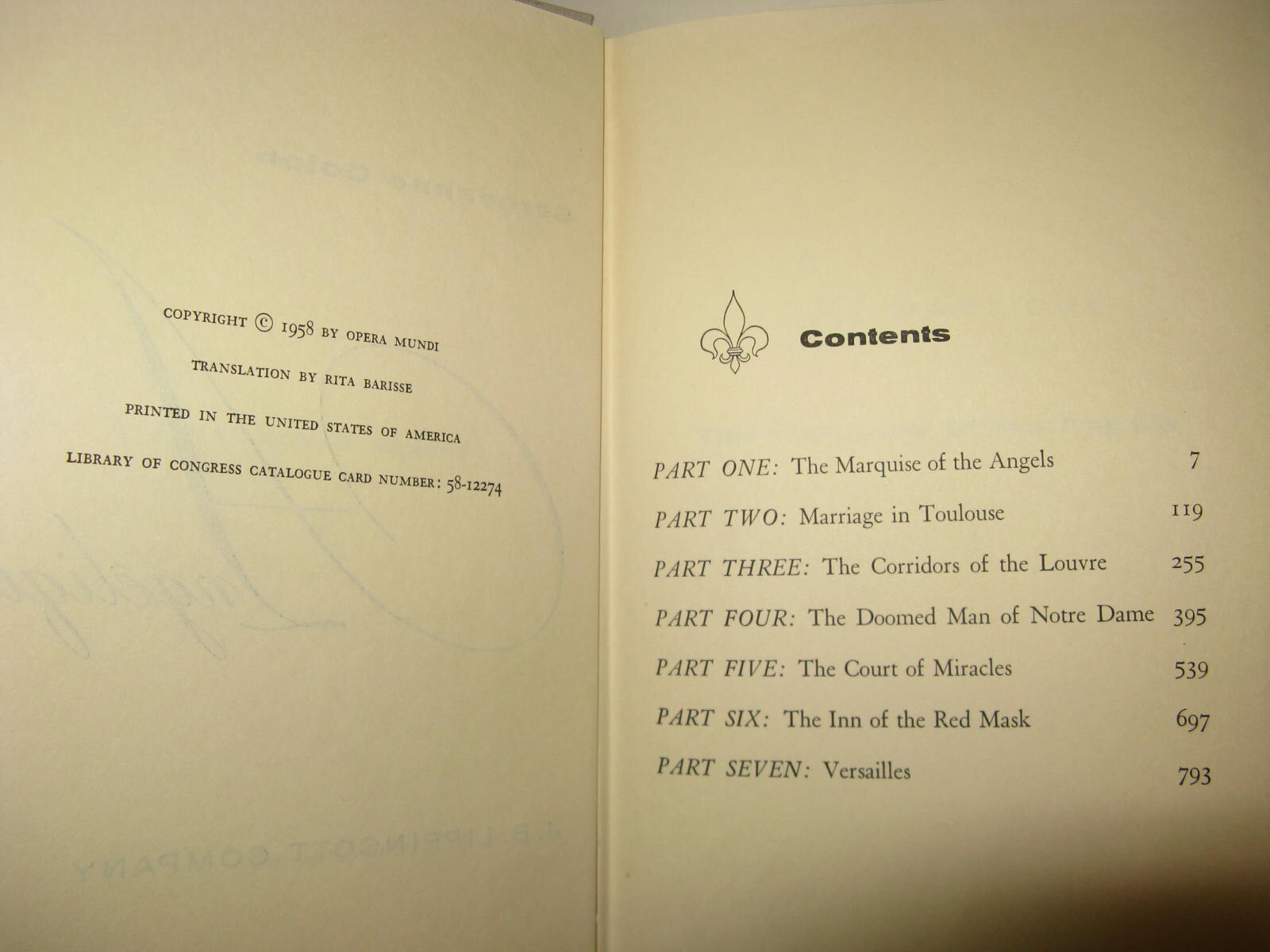 Angelique book 1 by Sergeanne Golon hardcover book with dustjacket by Lippincott