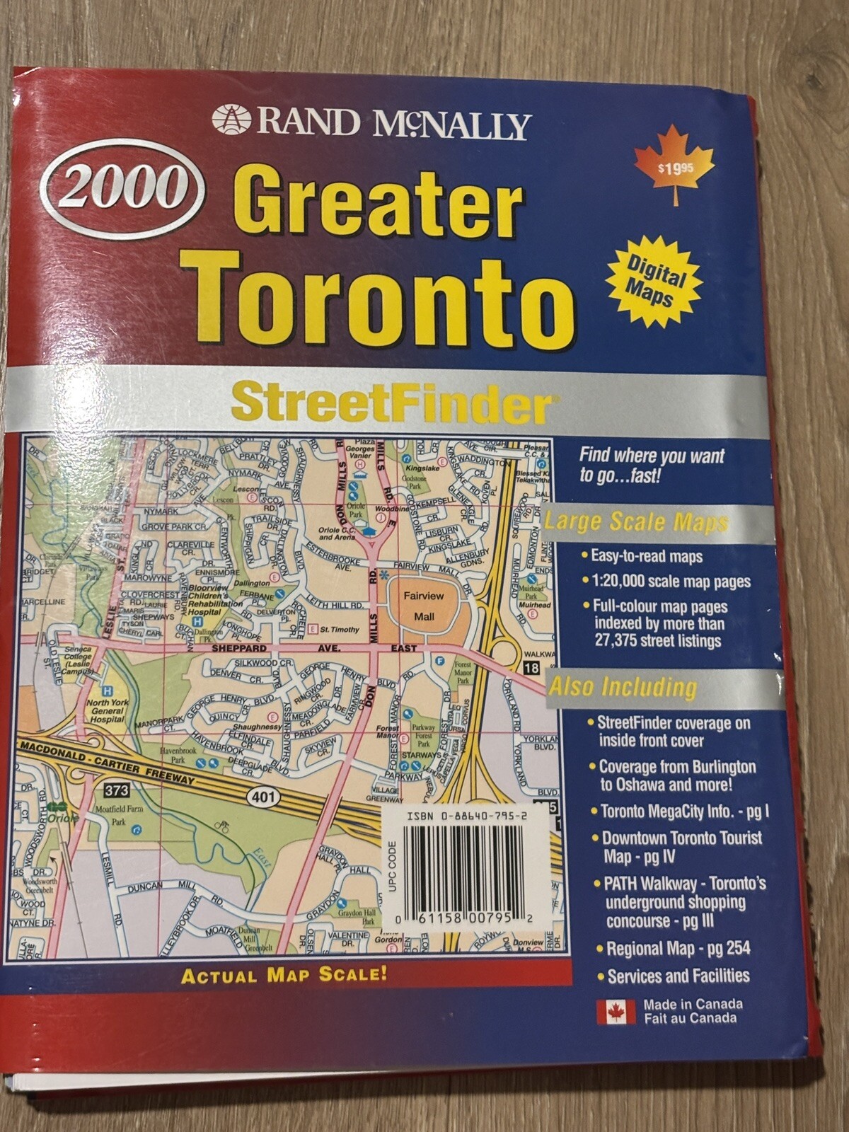 2000 Rand McNally Greater Toronto Streetfinder Atlas Guide Ontario Canada