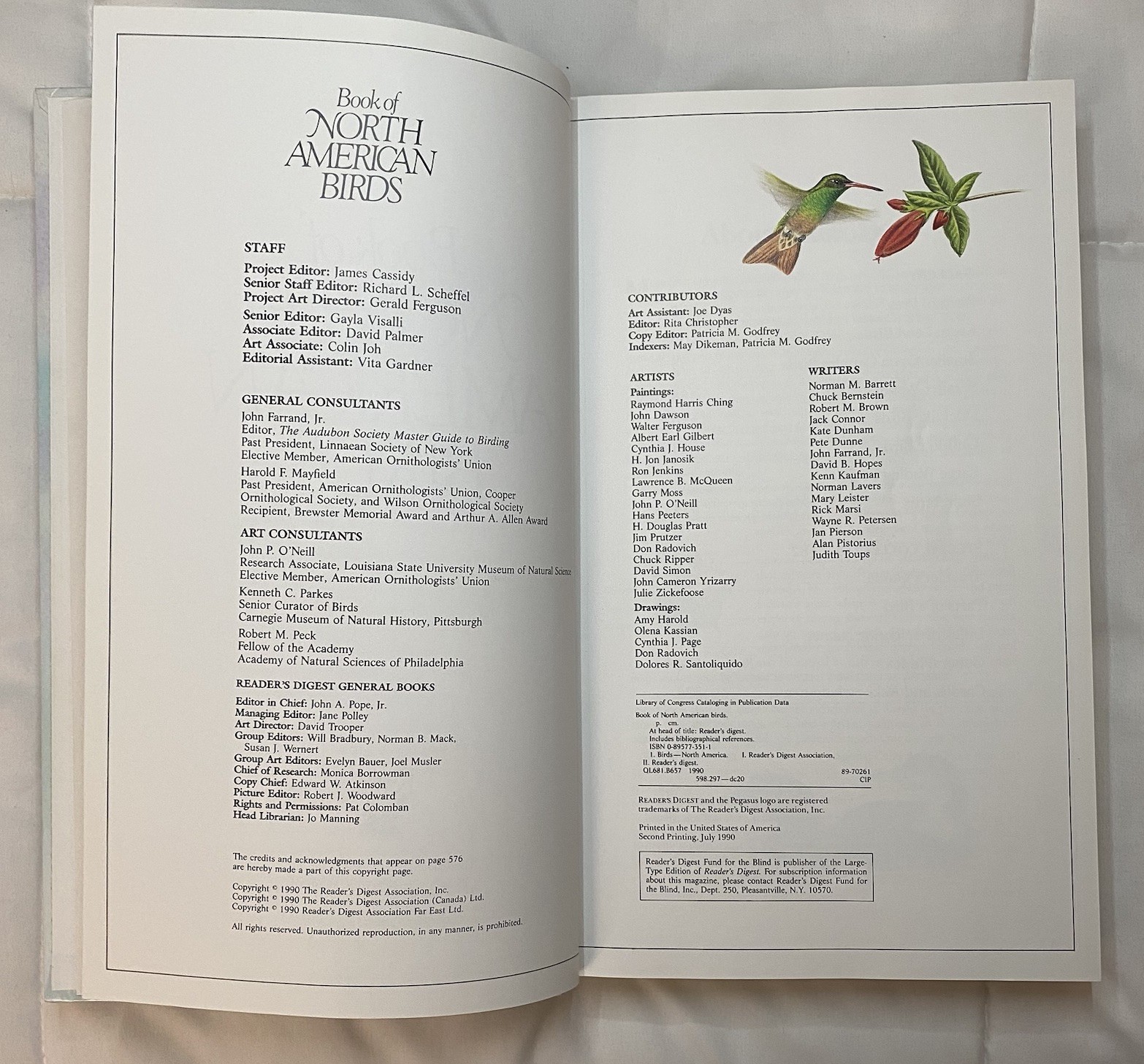 Book of North American Birds Reader’s Digest Hardcover 1990 Illustrated Guide