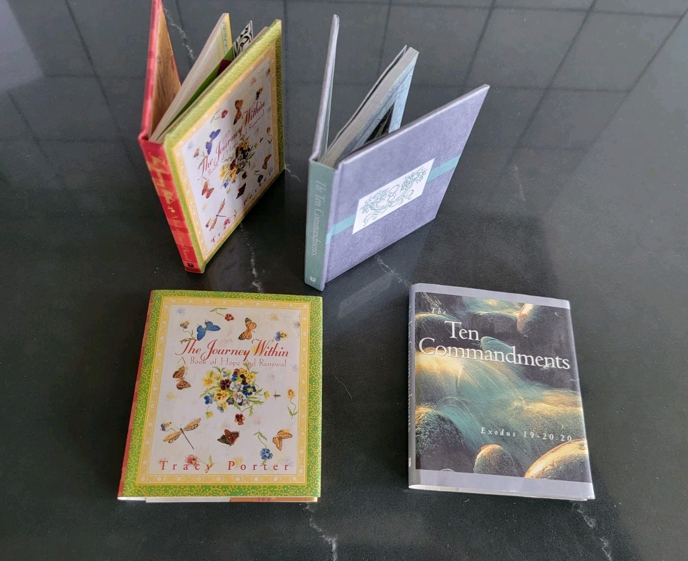 Two 3.5 In Miniature/Travel Books „The Journey Within“ &“The Ten Commandments“