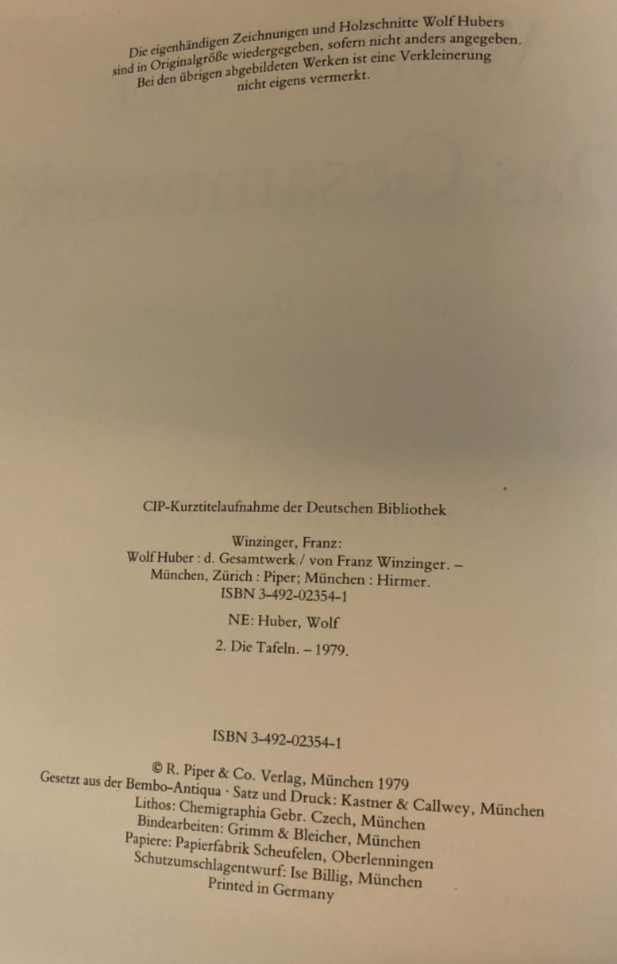 Wolf Huber Das Gesamtwerk, 2 volumes, Winzinger,1979, E-119