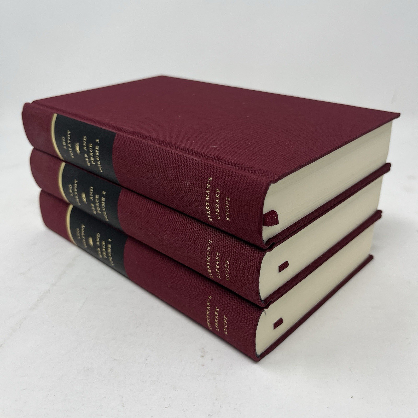 WAR AND PEACE 3 volume HC set w/ Slipcase Leo Tolstoy Everyman’s Library