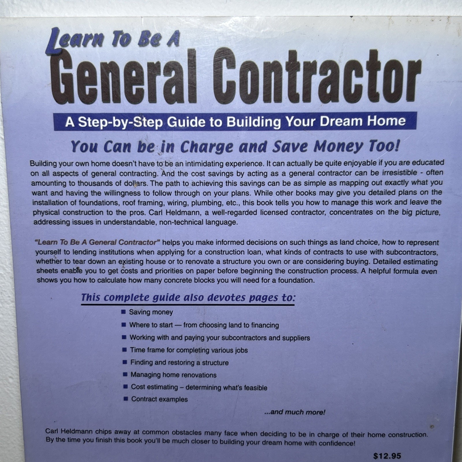 Learn To Be A General Contractor Build Your Dream House or Do a Renovation 2002
