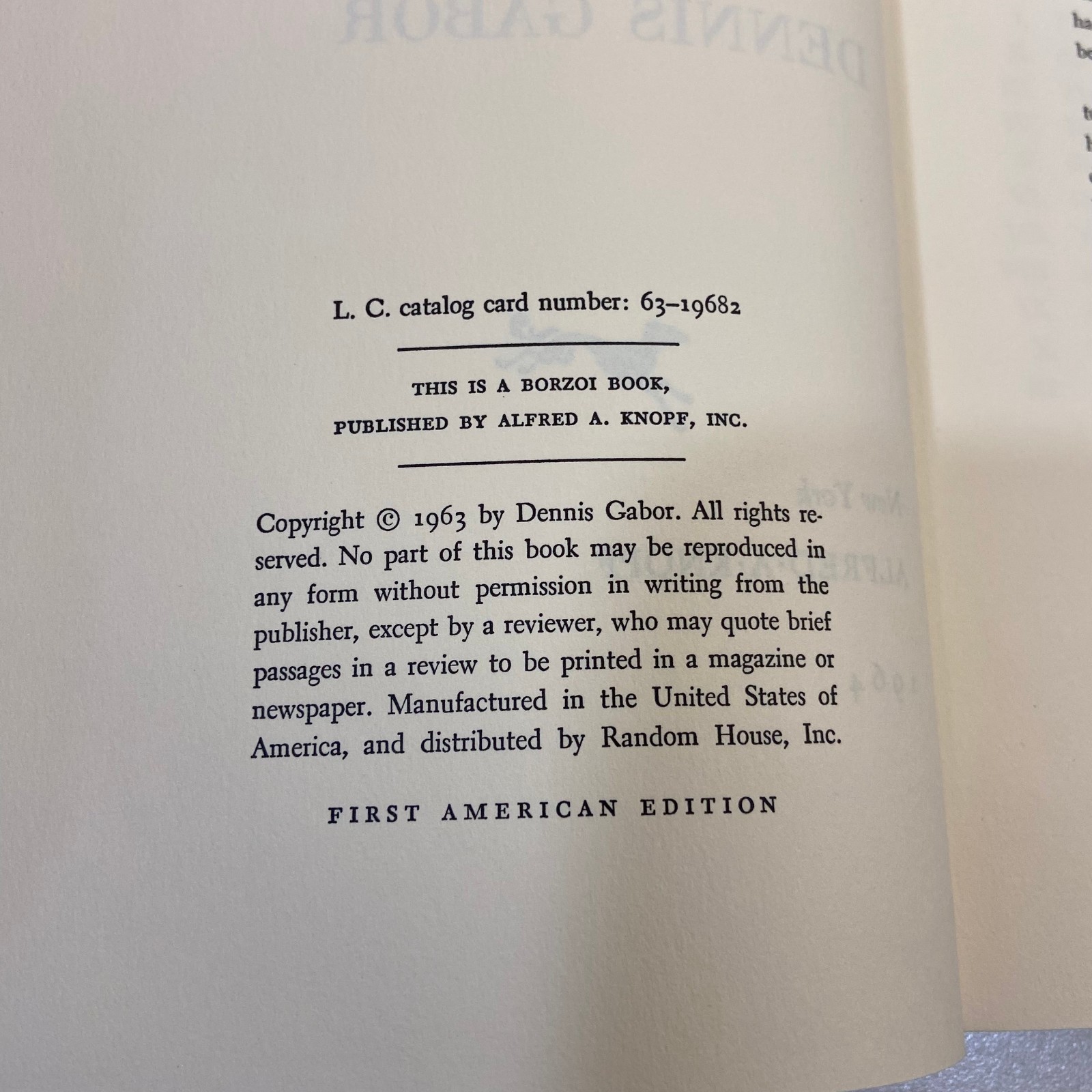 Inventing The Future Dennis Gabor Alfred A Knopf 1964 HC VTG First American Ed