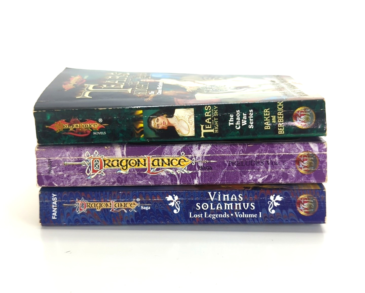 Vintage Mixed Lot Of 3 Dragonlance Saga Fantasy Paperback Books 1989-1998 Used