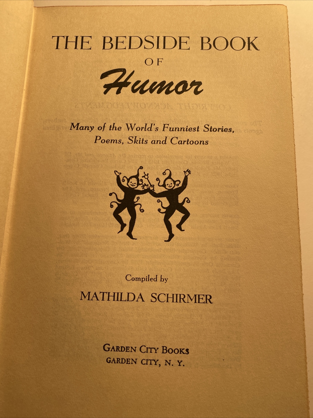 1943 The Bedside Book Of Humor Matilda Schirmer Garden City￼ abp