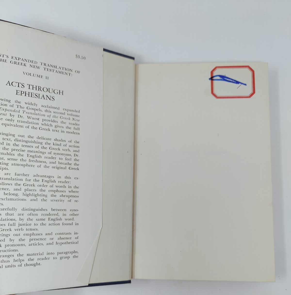Acts Through Ephesians by Kenneth S Wuest, 1958 HC/DJ