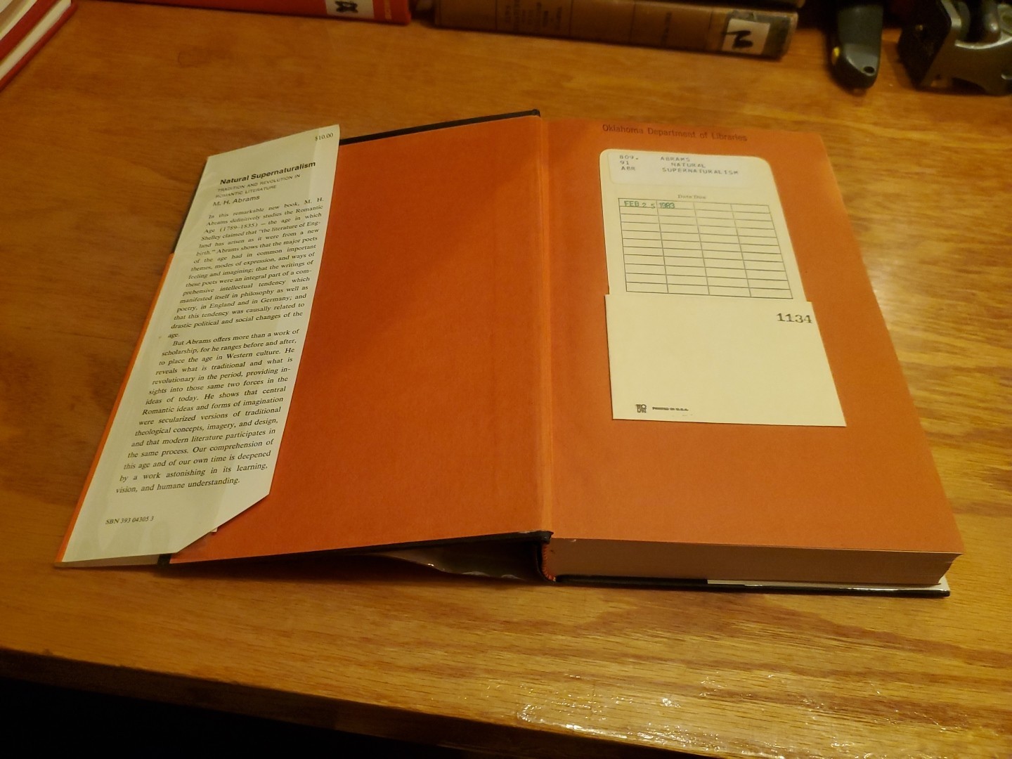 Natural Supernaturalism: Tradition and Revolution in… by M.H. Abrams 1971 HCDJ