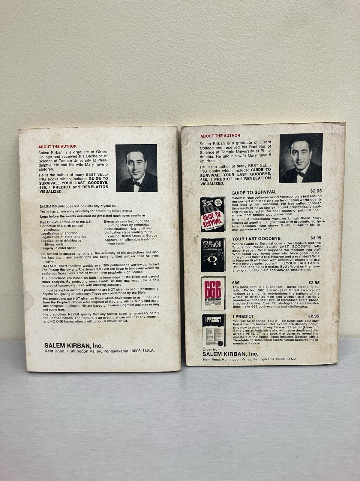 I Predict Salem Kirban (7th Print 1975) + 666 (13th Print 1975) – Good – PB