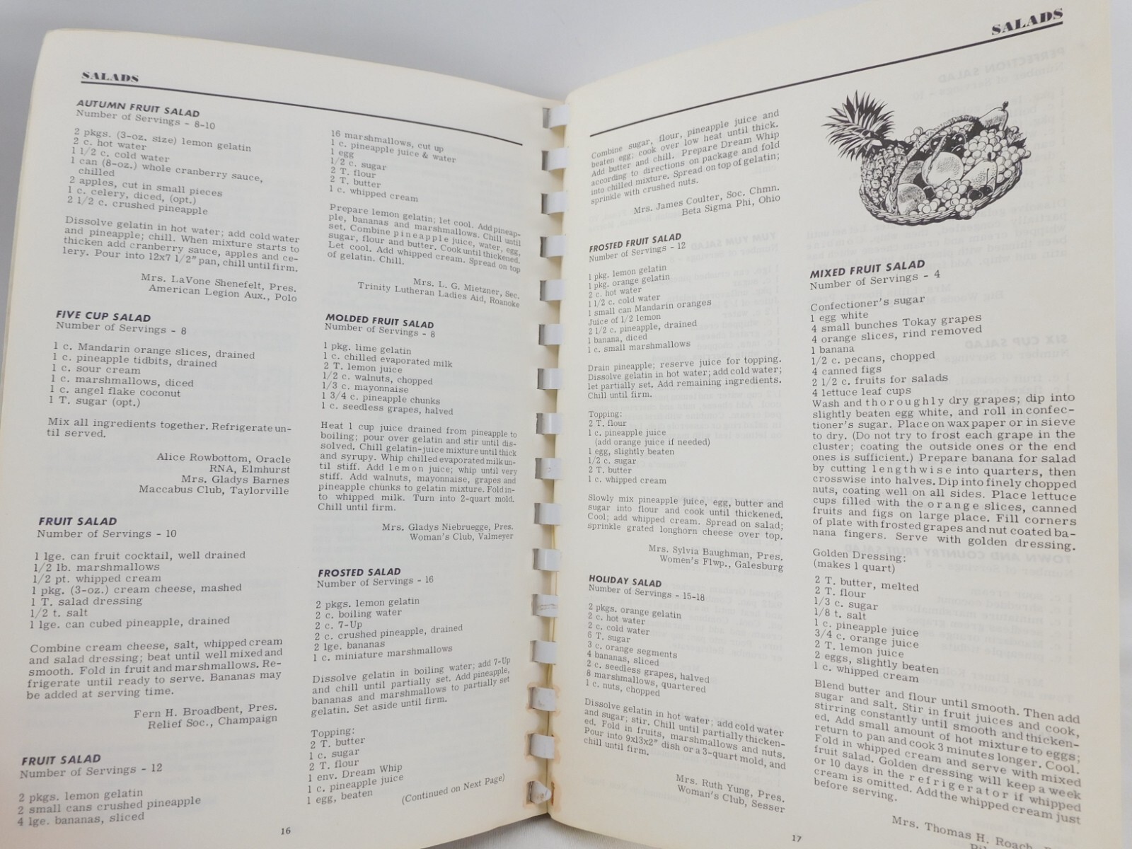 Illinois Women’s Clubs Cookbook Favorite Recipes 1963 SC Spiral Bound 190 Pages