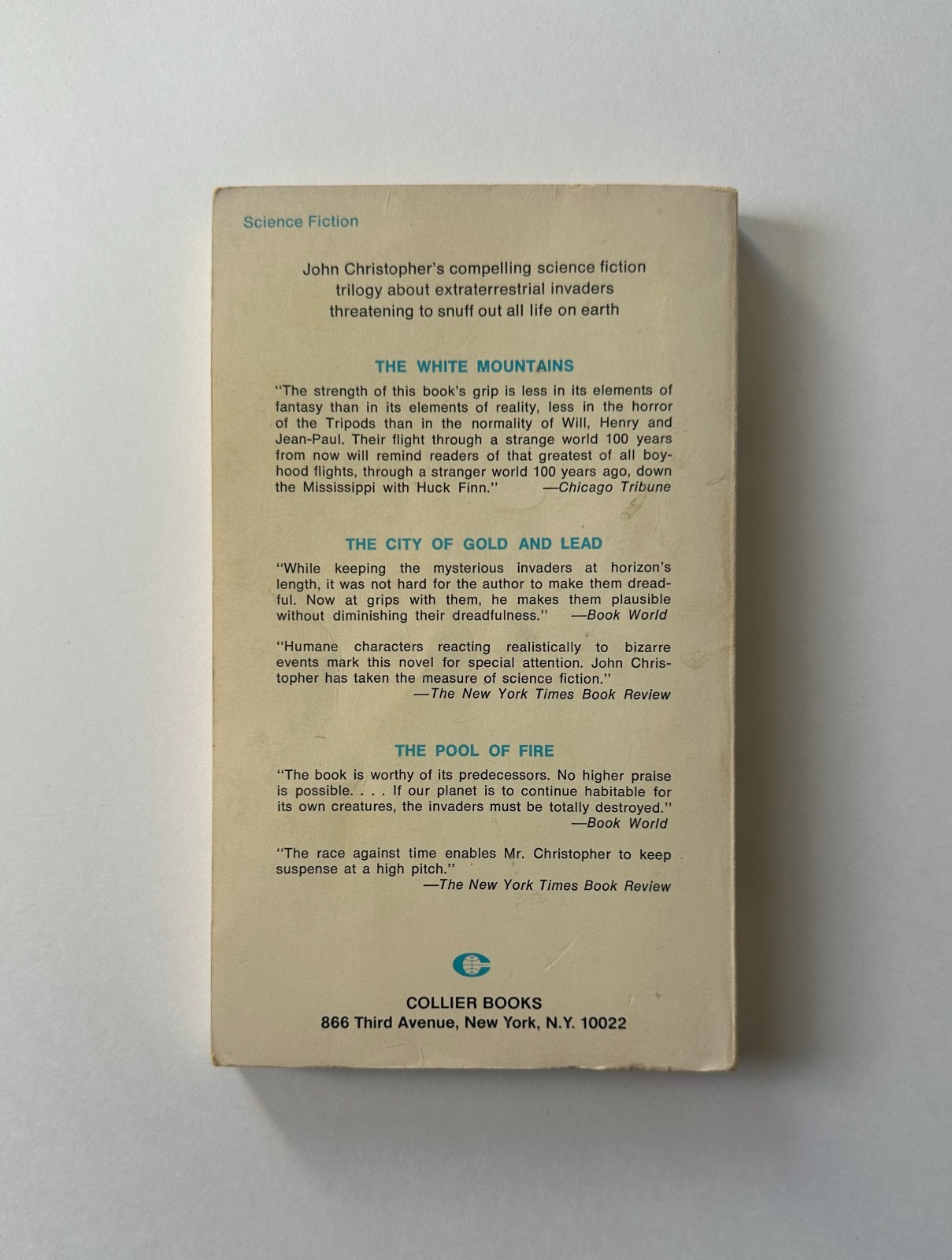 JOHN CHRISTOPHER The City of Gold and Lead | 1970 Collier Mass Market Paperback