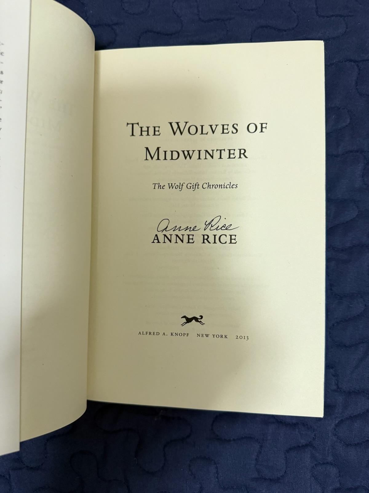 ANNE RICE „The Wolves Of Midwinter“ ***SIGNED COPY*** NIB Unopened & Unread
