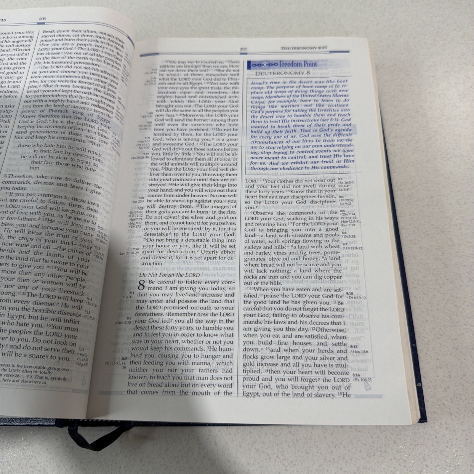 Freedom in Christ Bible by Zondervan Staff Blue 2001 Paint Splatter On Book