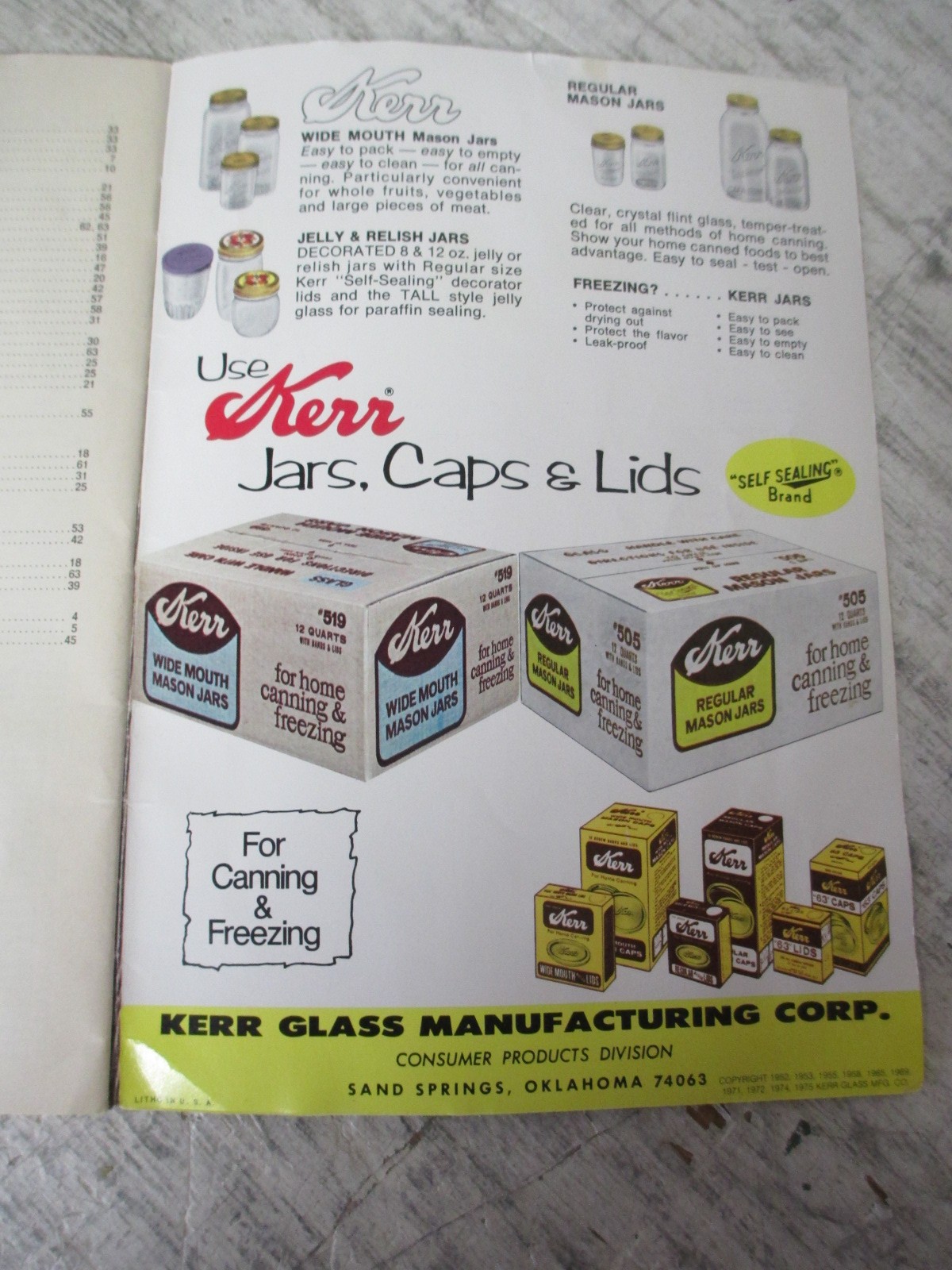 1975 Kerr Home Canning And Freezing Book 72 Pages