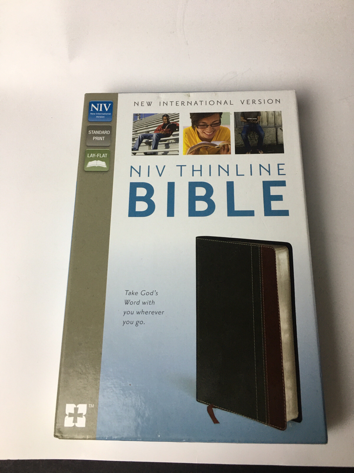 NIV Thinline Bible Charcoal/Maroon Christs Word Red 8.5x5x1 Silver Pg Edges Gift