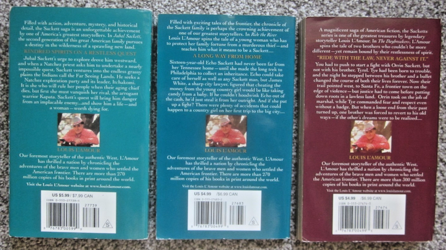 THE SACKETTS by LOUIS L’AMOUR / BKS 1-17 excl 6.5 & 8.5 / 17 PB / BANTAM