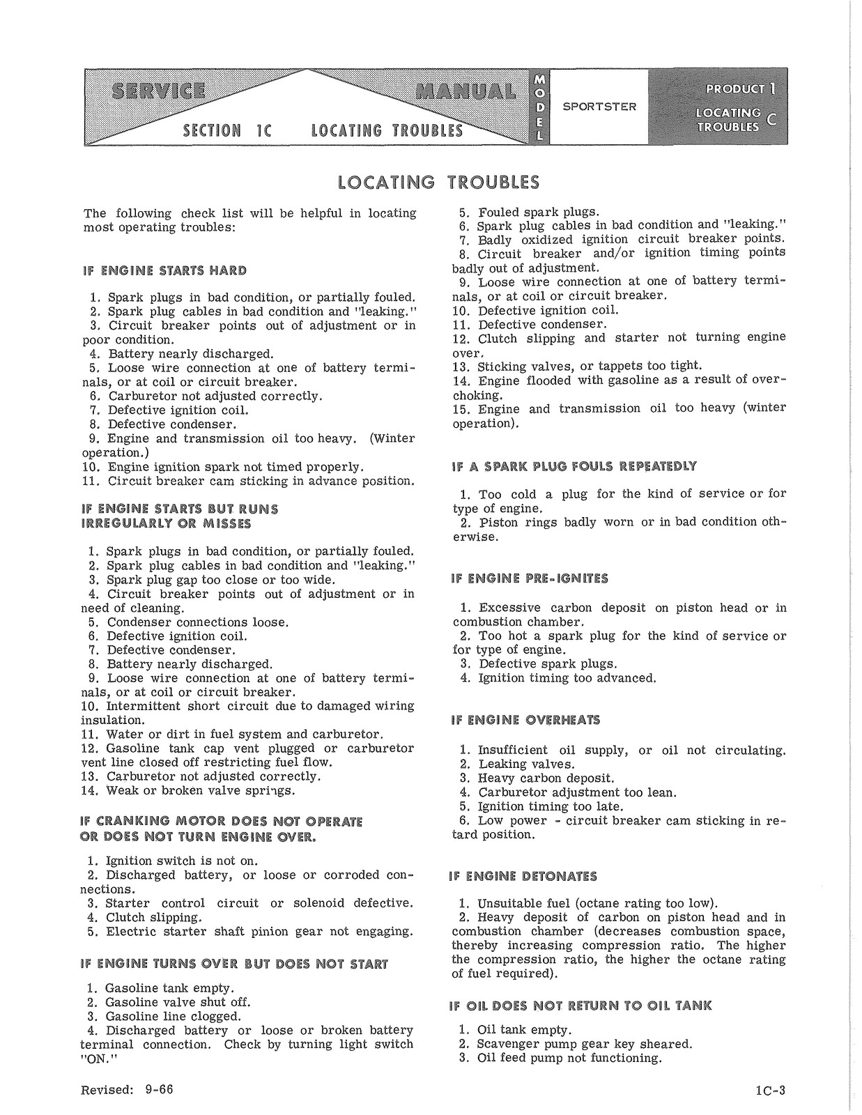 HARLEY-DAVIDSON Sportster K KH Service Manual 1959 To 1969 – WIRE BOUND – COVERS