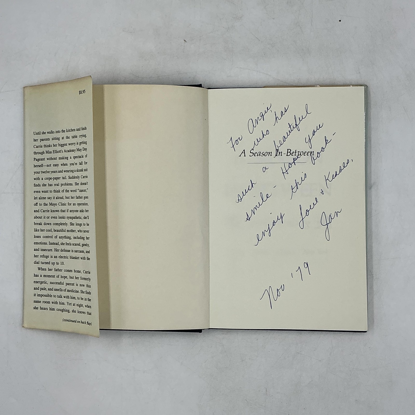 Vintage A Season In-Between Jan Greenberg Farrar Straus HC DJ 1st Ed 1979 Signed
