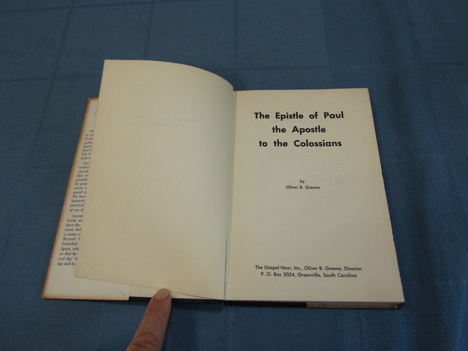 Oliver B. Greene The Epistle of Paul The Apostle to the Colossians (Signed) HCDJ