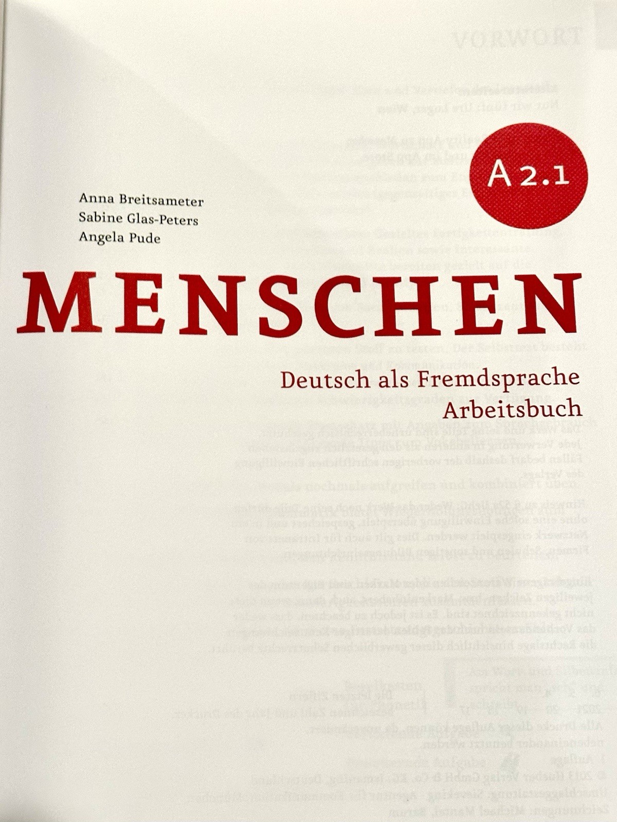 MENSCHEN SECHSBANDIGE AUSGABE: ARBEITSBUCH A2.1 with Audio CD 💎MINT