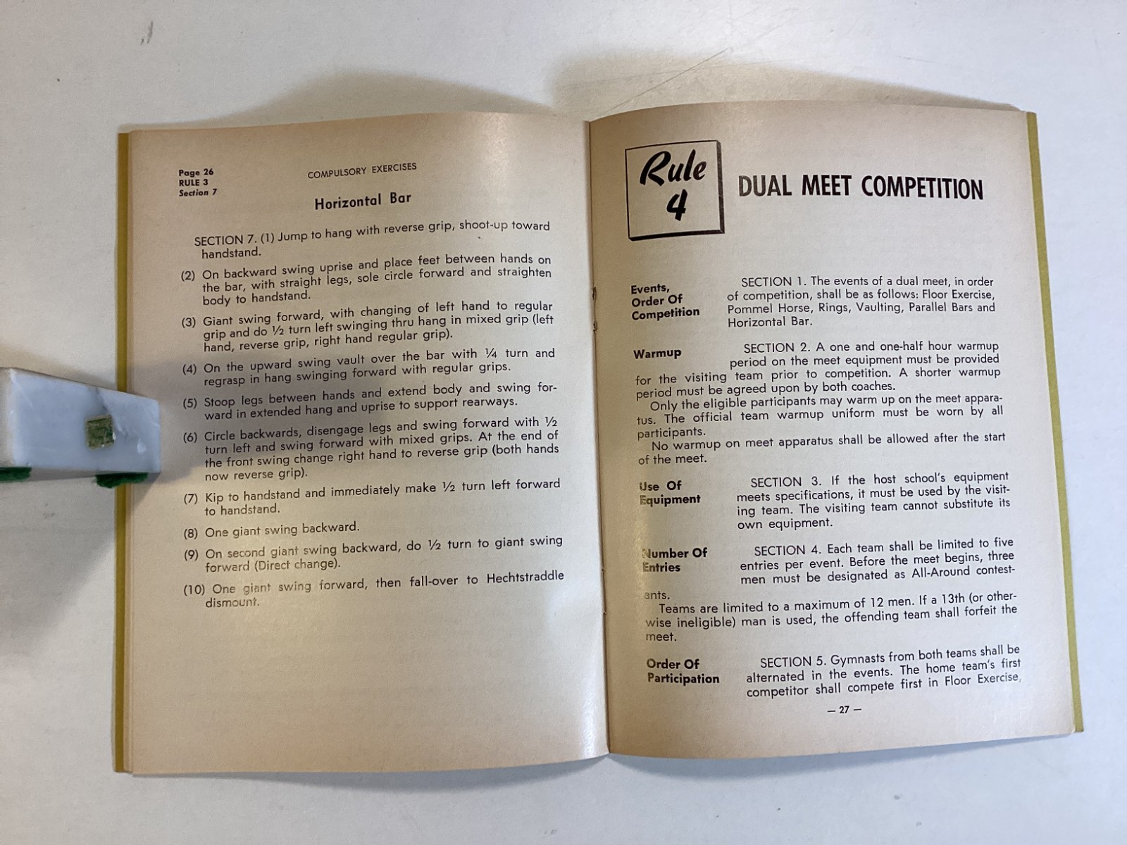 1975 NCAA Official Gymnastics Rules – 6-3/4″ X 5″, 48 Pages – Free Shipping