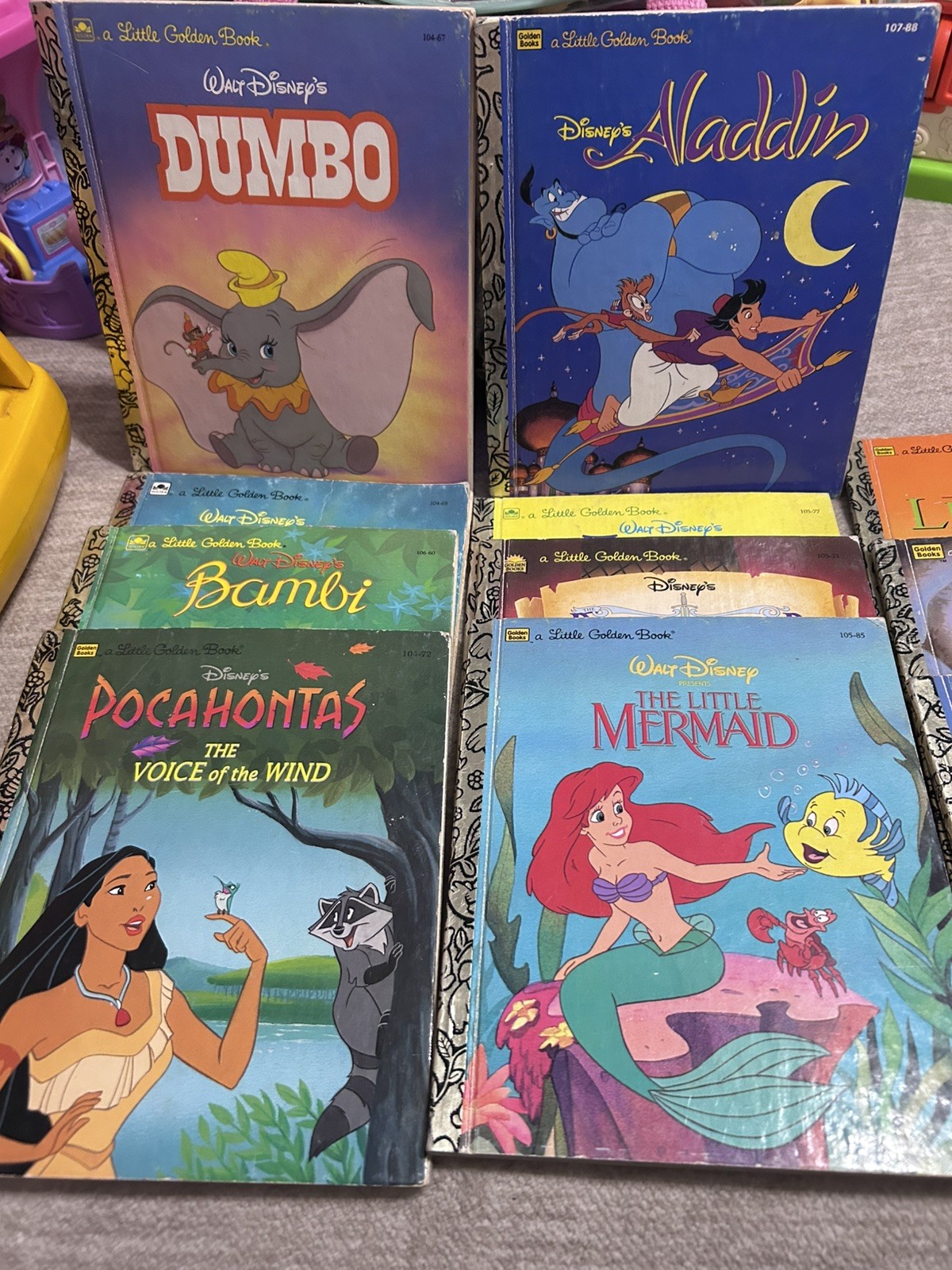 Vintage 1990s Disney Little Golden Books Lot of 11Lion King Aladdin & More NOS