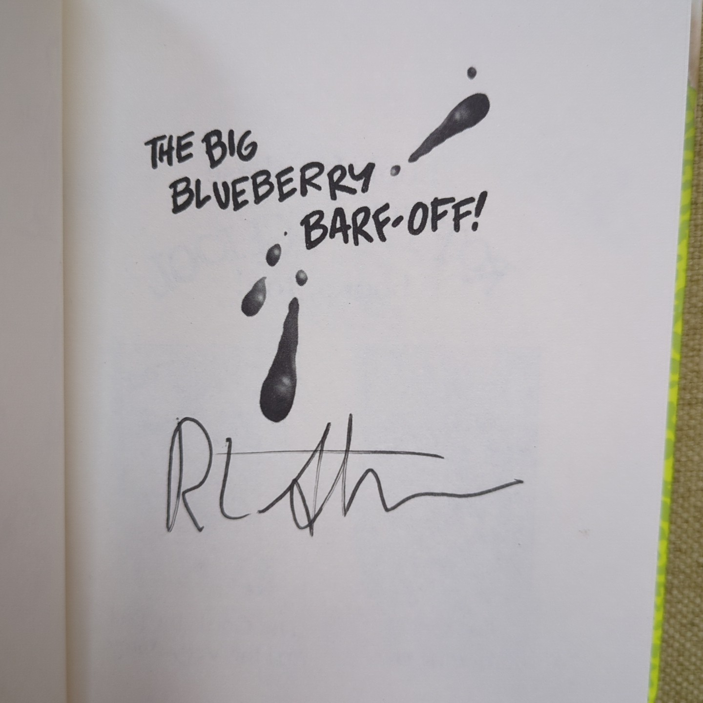 S1GNED 1st Edition Rotten School Big Blueberry Barf Off Stickers Inc R.L. Stine