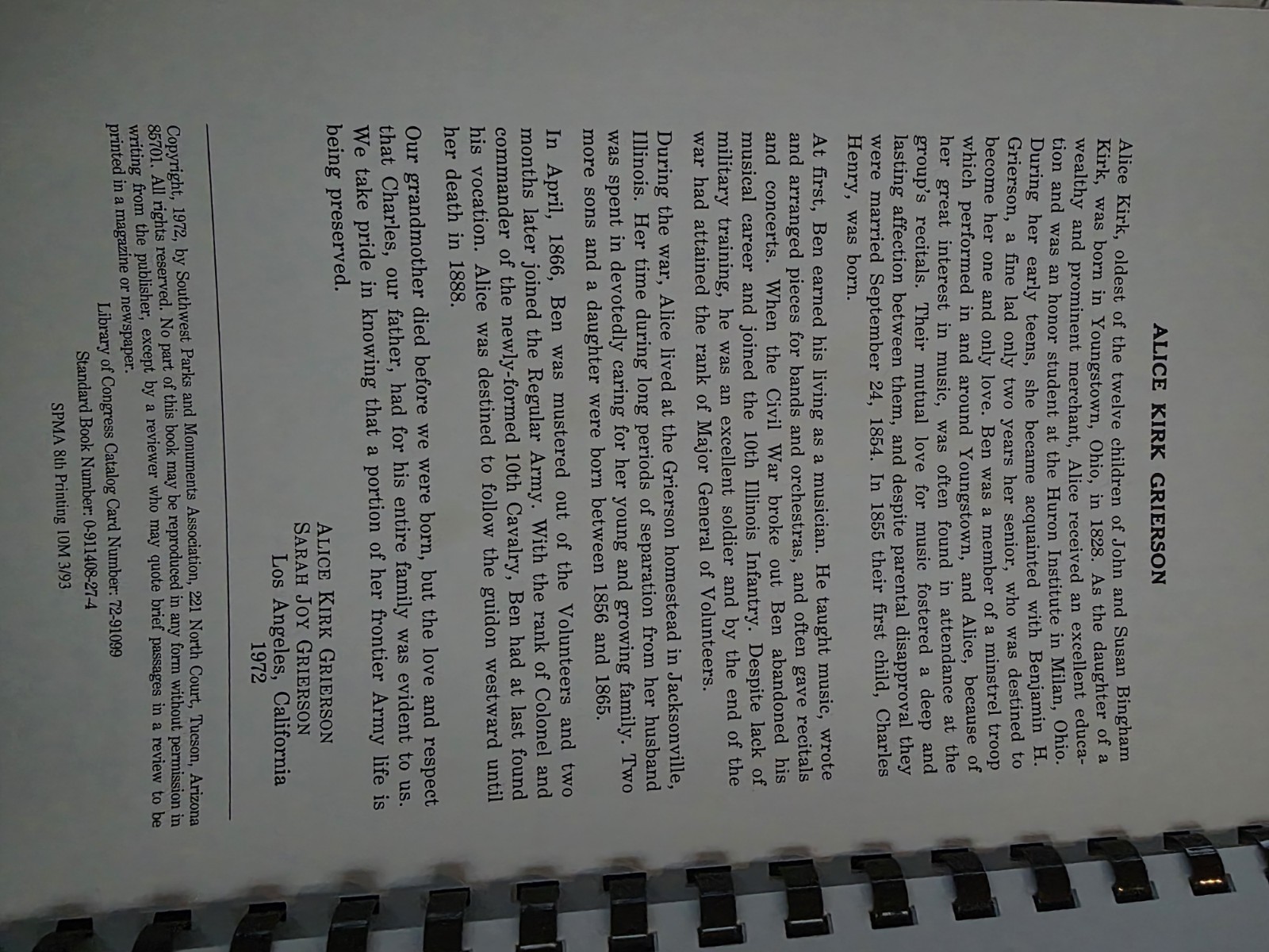 Alice K. Grierson an Army Wife’s Cookbook: Recipes Home Remedies From the 1800s