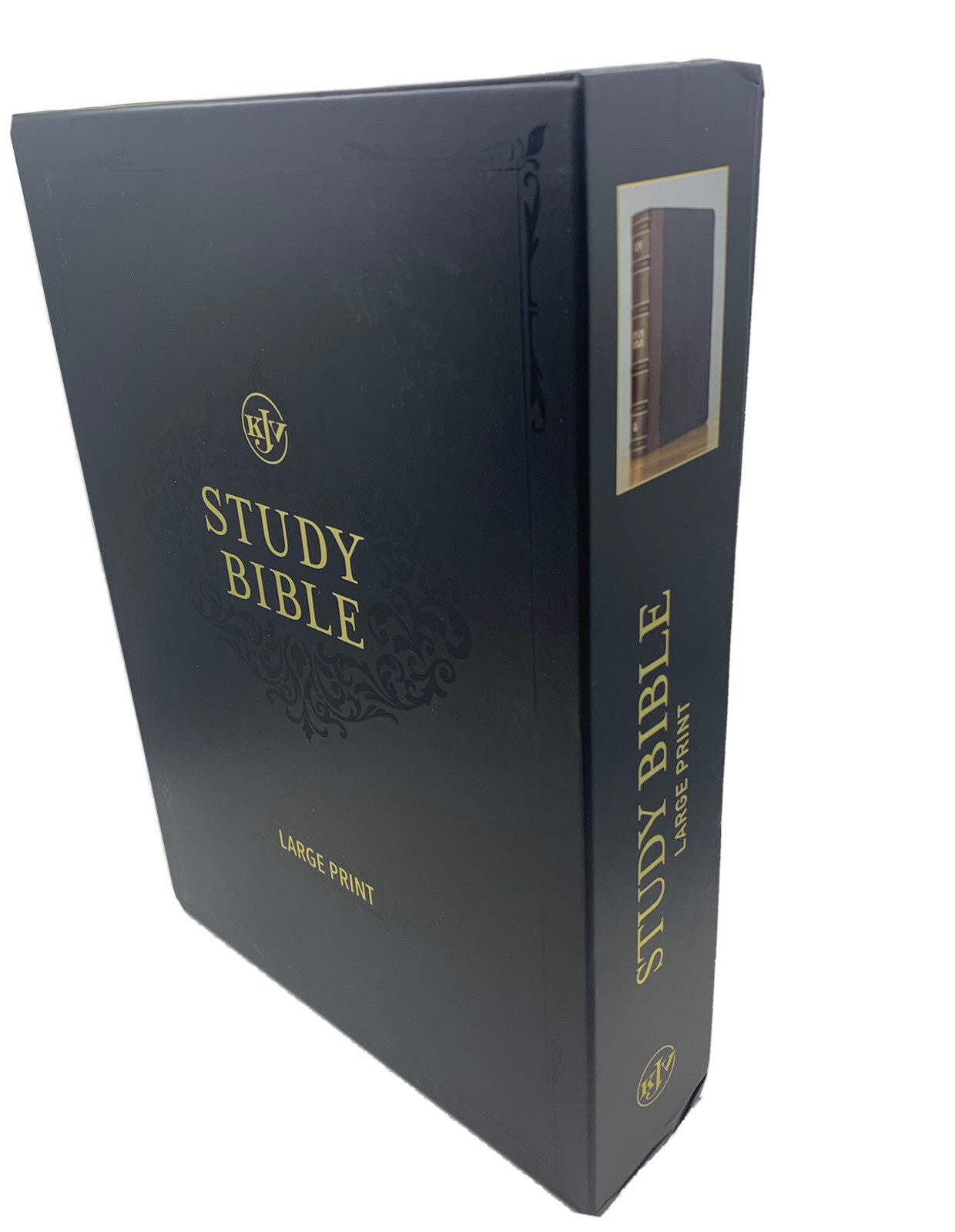 KJV Large Print Study Bible Two-Tone Black/Burgundy Full Grain Leather INDEX 11P