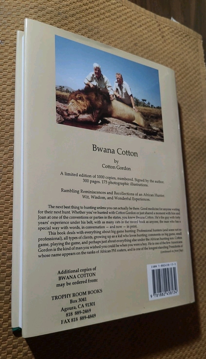 Bwana Cotton by Cotton Gordon (1996, Hardcover) w/DJ) SIGNED LIMITED EDITION