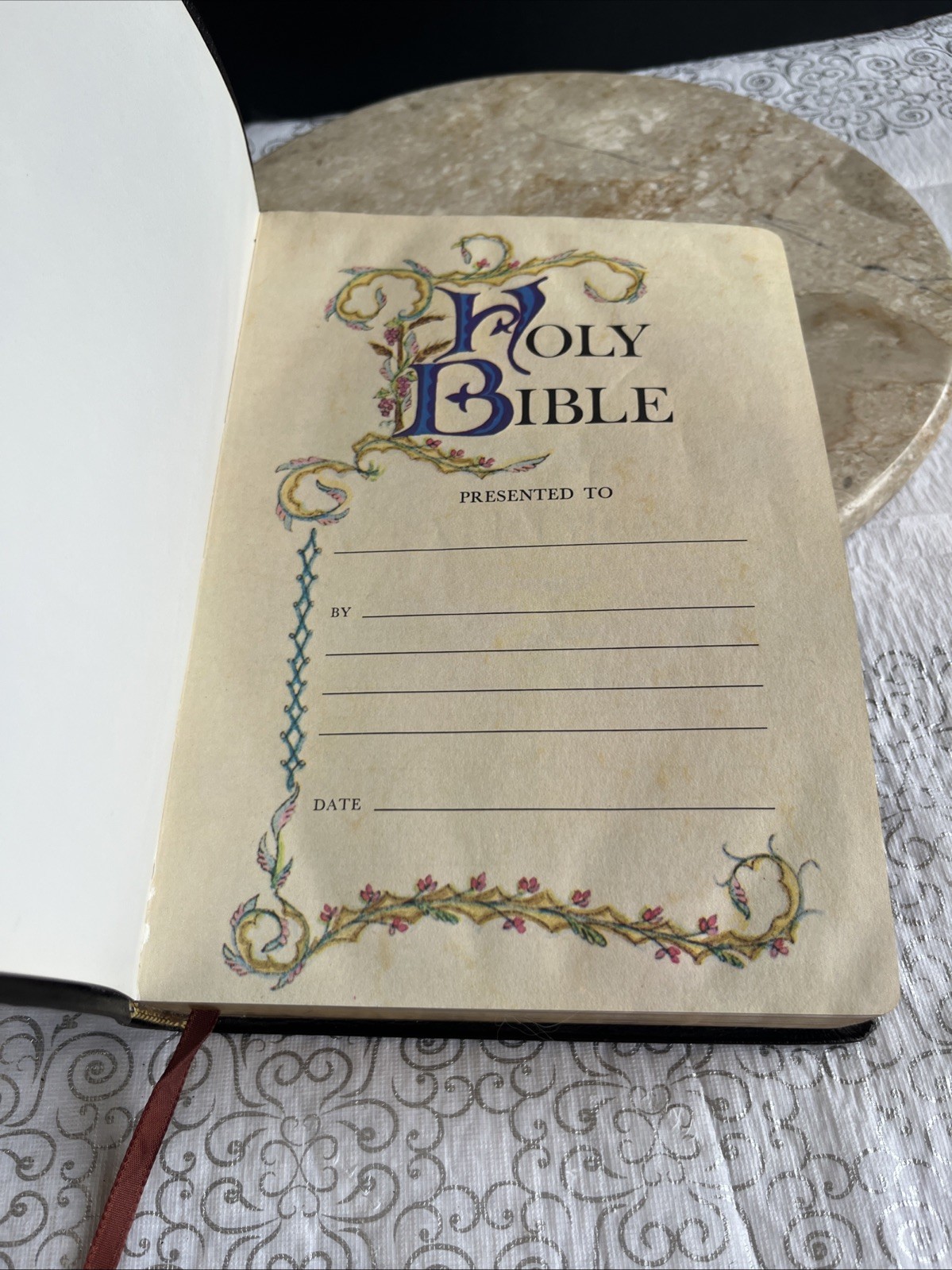 1976 KJV Holy Bible Giant Print References Concordance Red Letter Leather Book