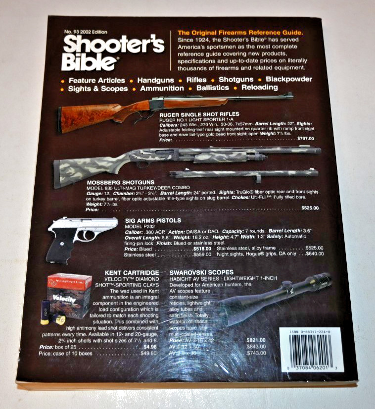 Shooter’s Bible No. 93 2002 Edition by William Jarrett 576 Pages