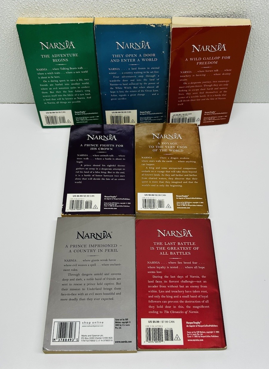 Complete Set of 7 CHRONICLES OF NARNIA Books 1-7 pb C.S. Lewis~The Last Battle