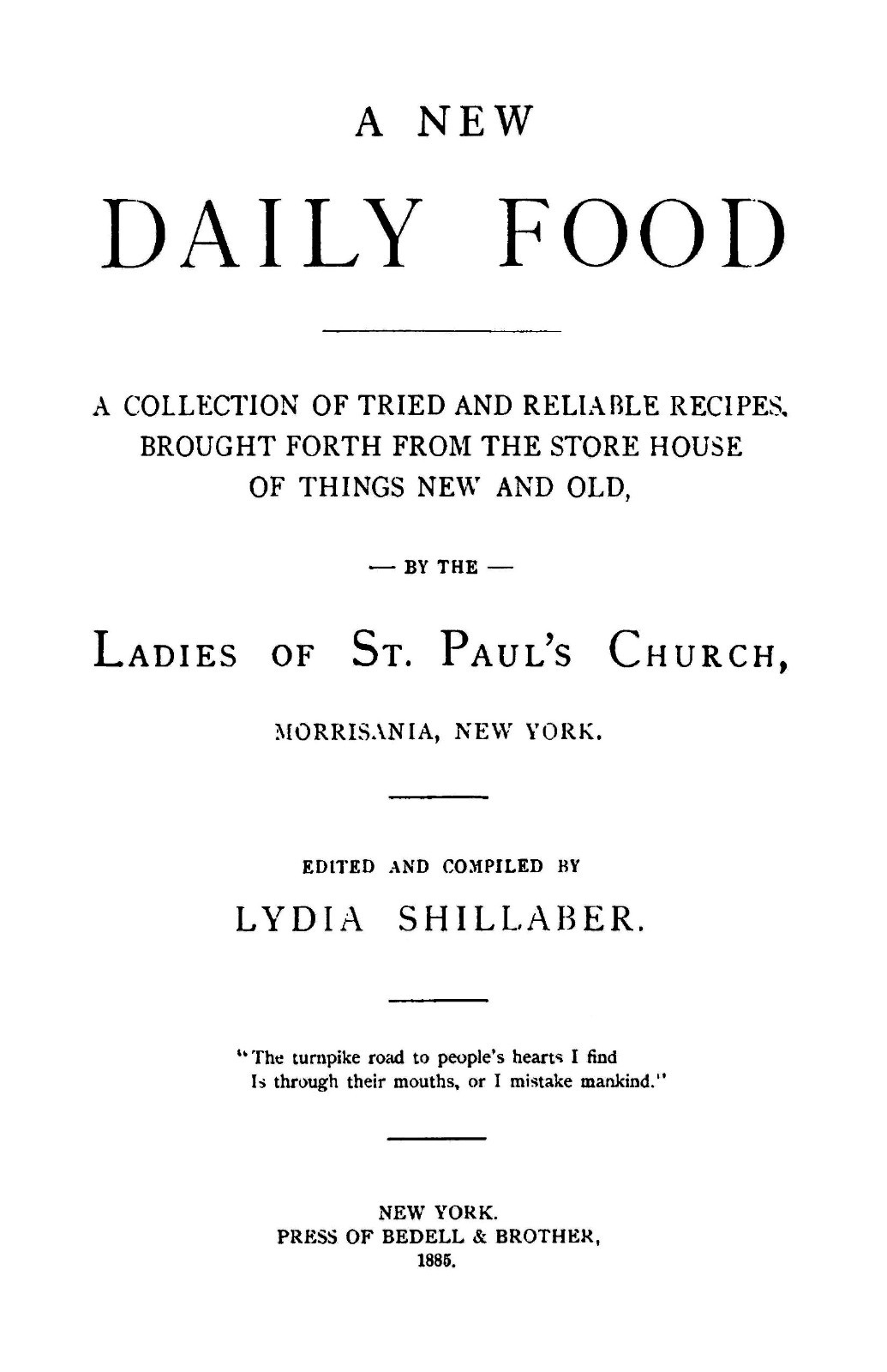 1885 A New Daily Food Vintage Cook Book 129 Pages