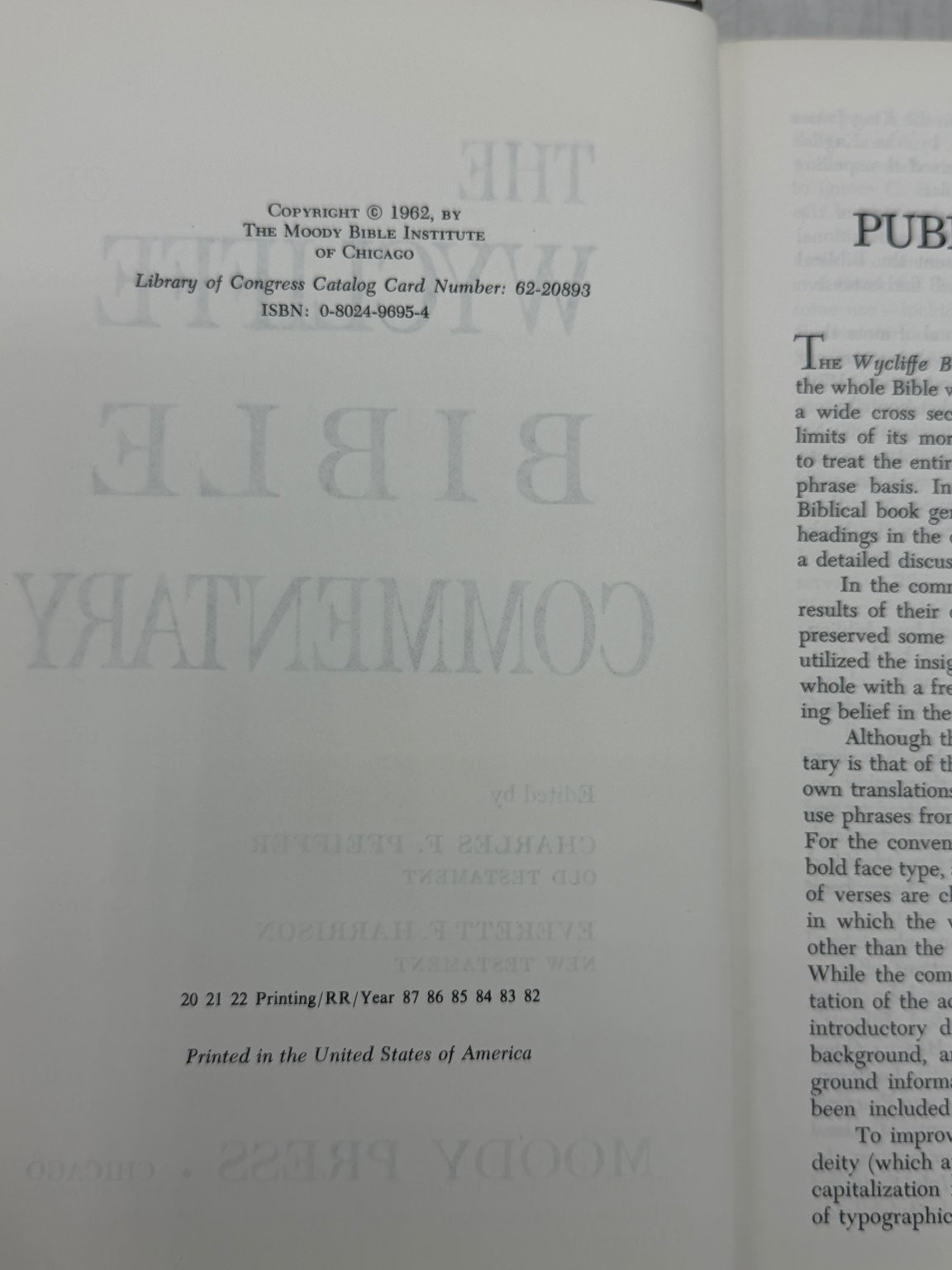 Wycliffe Bible Commentary Pfeiffer Harrison 1962 Study Reference Moody Press