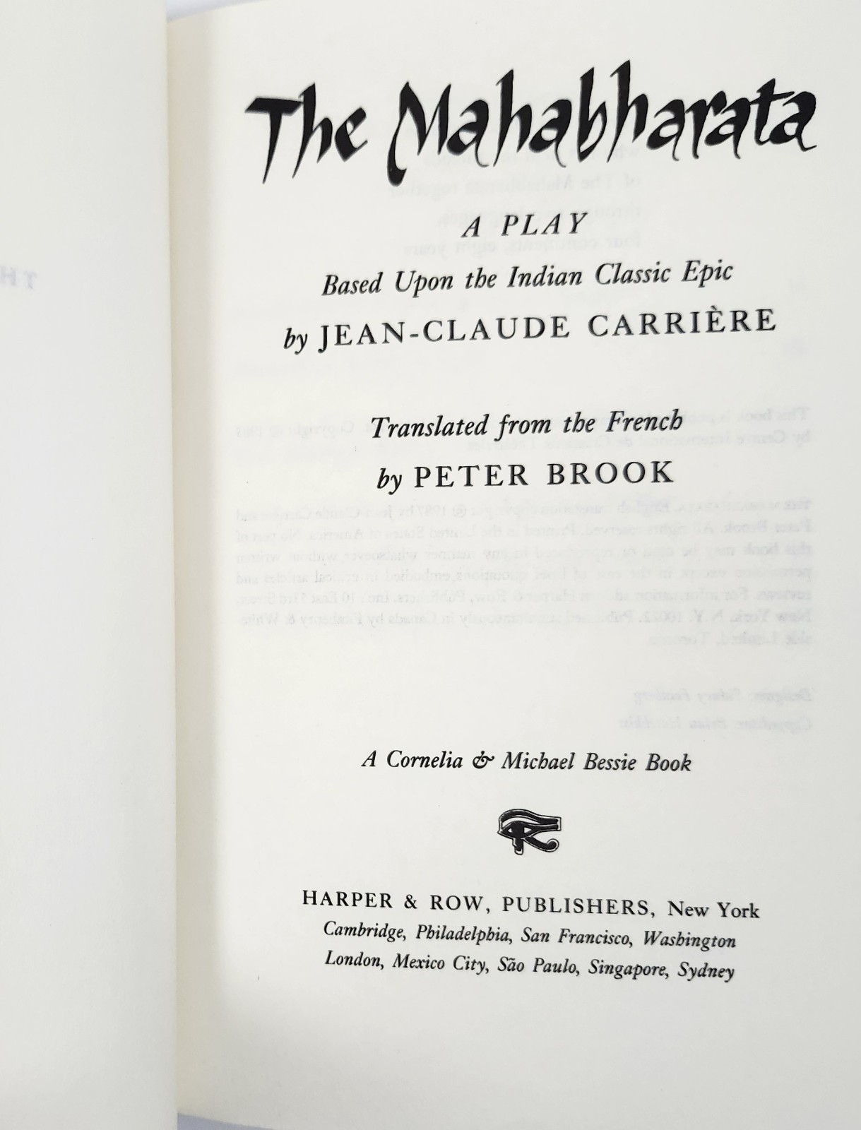 The Mahabharata by Jean-Claude Carriere (1987 BCE HC)