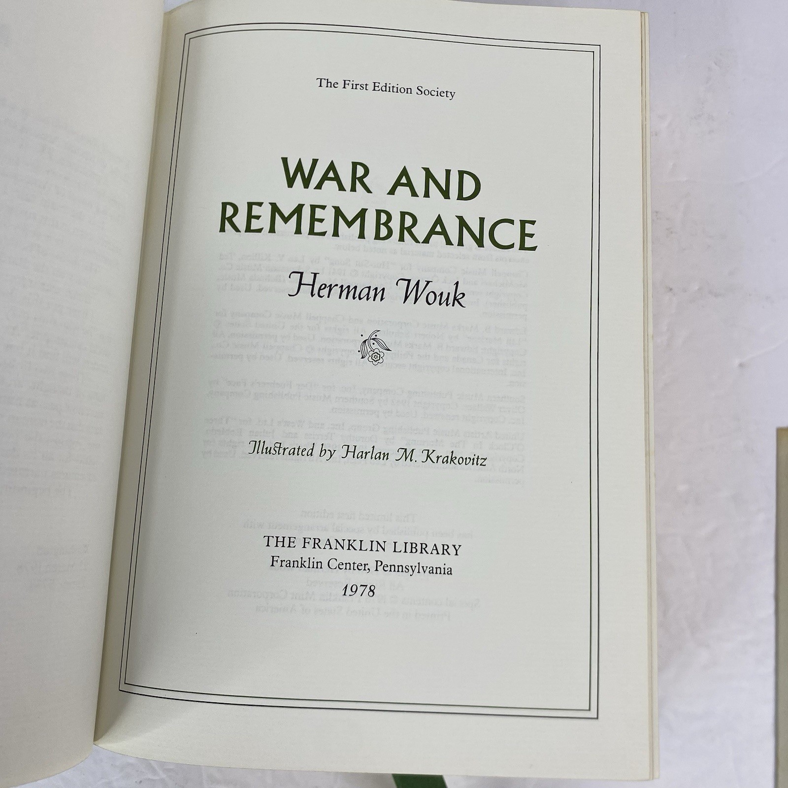 War and Remembrance Herman Wouk Franklin Library First Edition Gilded Edges HC