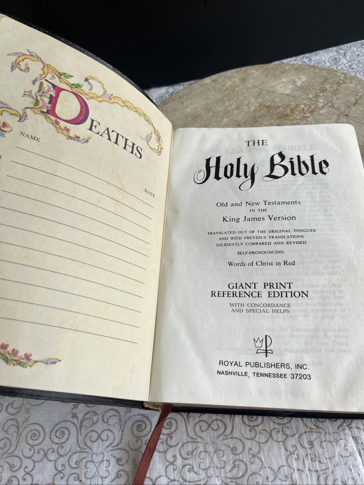 1976 KJV Holy Bible Giant Print References Concordance Red Letter Leather Book