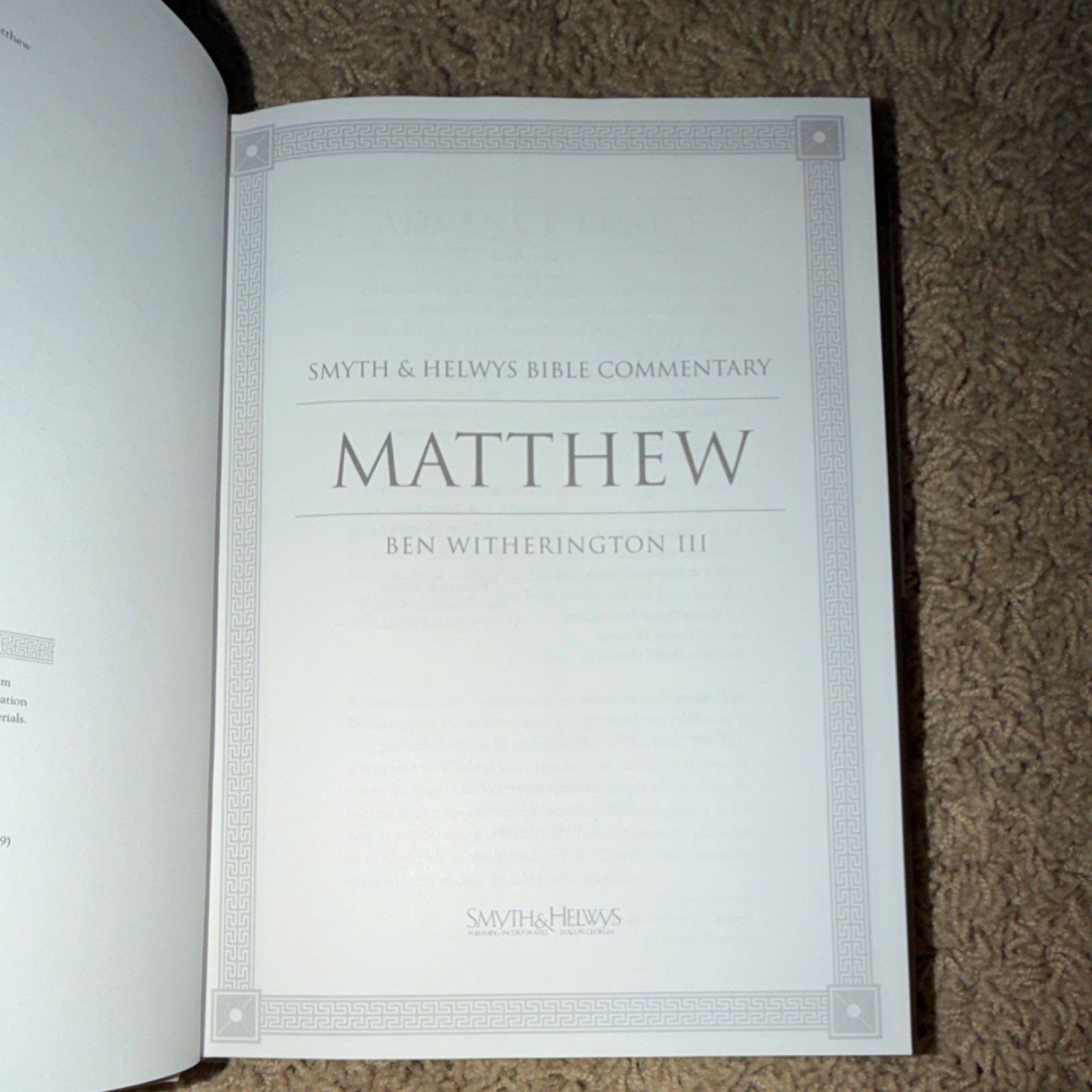 Smyth & Helwys Bible Commentary Matthew Ben Witherington SHBC w/ CD Like New