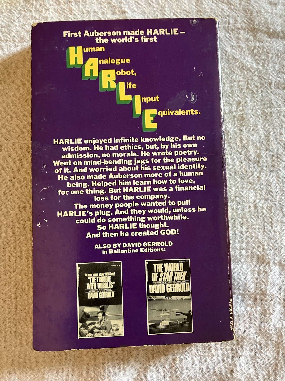 When Harlie Was One By David Gerrold 1975 Ballantine Paperback