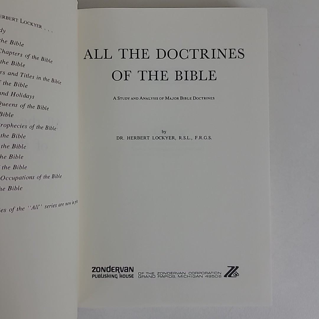 All The Doctrines Of The Bible by Herbert Lockyer 1980 Vintage Hardcover DJ