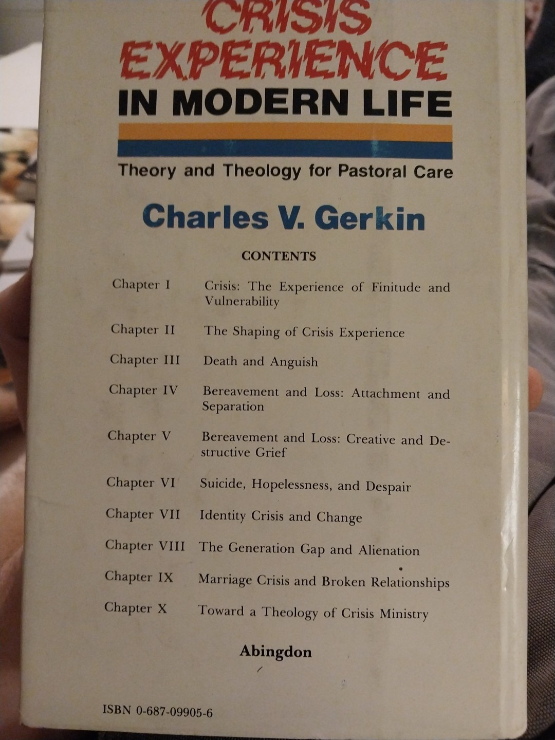 Crisis Experience in Modern Life: Theory and Theology for Pastoral Care