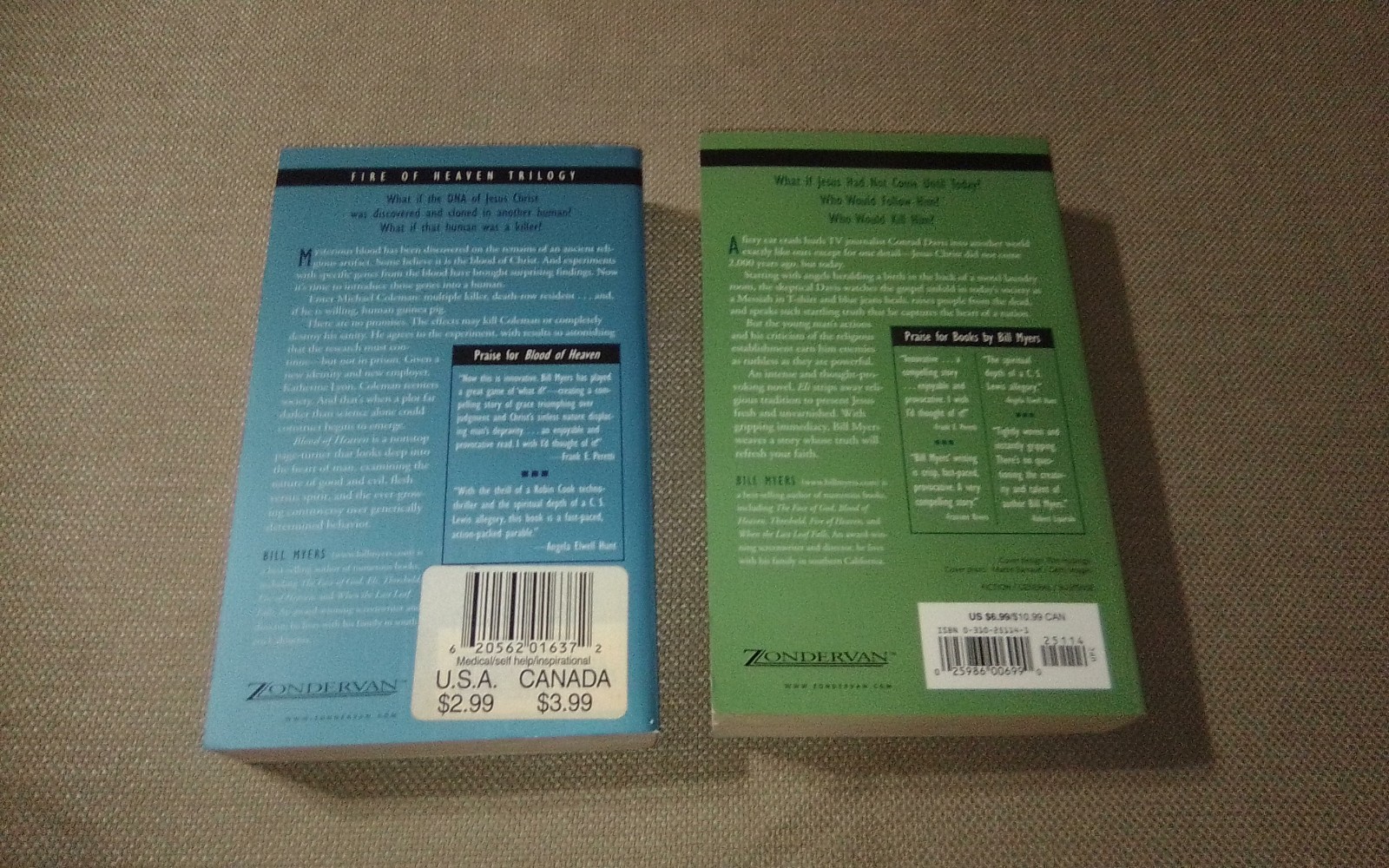 Bill Myers Book Lot 2 Paperback First Edition_Eli-2000_Blood Of Heaven-1996