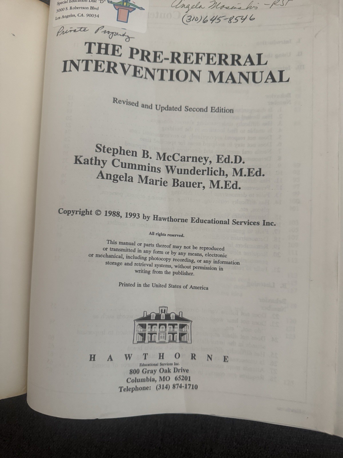 Pre-Referral Intervention Manual, Second Edition – paperback McCarney, Steph…