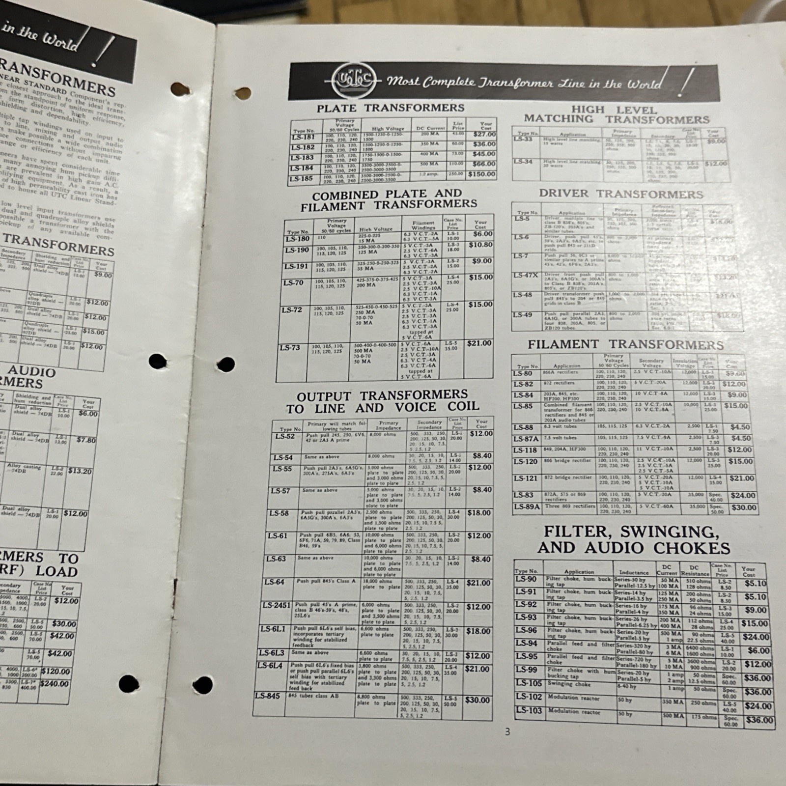 Vintage Tube Radio UTC United Transformer Corp Sales Brochure 11 Pages Ps-402