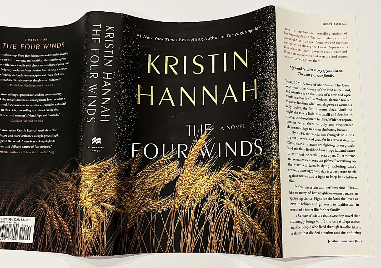 The Four Winds Kristin Hannah SIGNED Autographed True First Edition Hardcover DJ